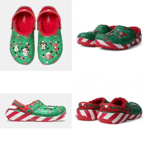 DISNEY Mickey Mouse Holiday Lined Clog Kids 3 Christmas Xmas NEW Green J3 Warm - Picture 2 of 6